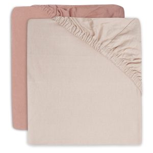 Fitted Sheet 60x120 cm - 2 pack - Rosewood/Pale pink