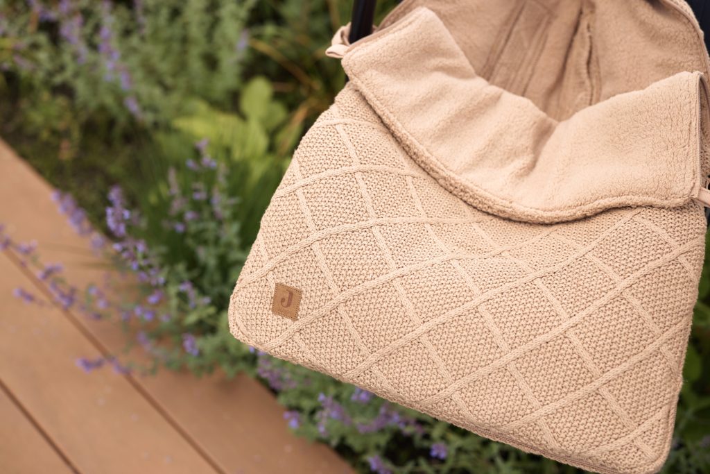 Footmuff - Check Knit Biscuit 0+