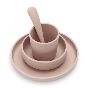 Dinner Set Silicone (4pcs) - Pale pink
