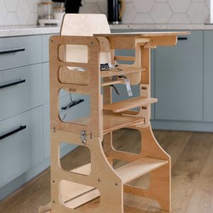 PRE-ORDER - Foldable kitchen tower with high chair add-on