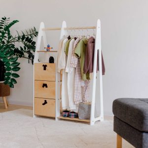 PRE-ORDER - Clothing Rack with drawers (clothing shaped handles)