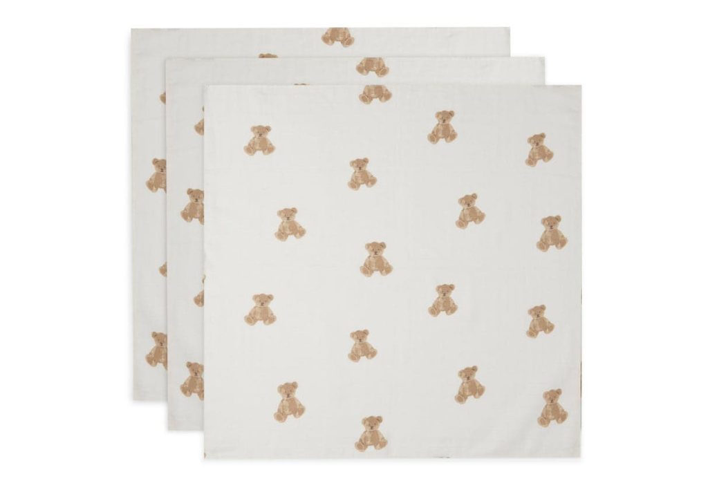 Cloth Muslin 70x70cm - Teddy Bear (3-pack)