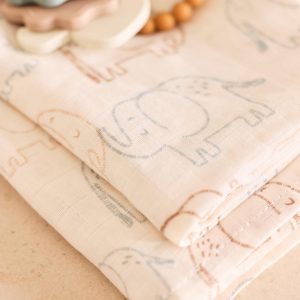 Cloth Muslin 70x70cm - Elephant tales (3-pack)