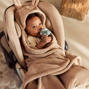 Wrap Blanket - Bunny Cloudy Rib Milky Coffee
